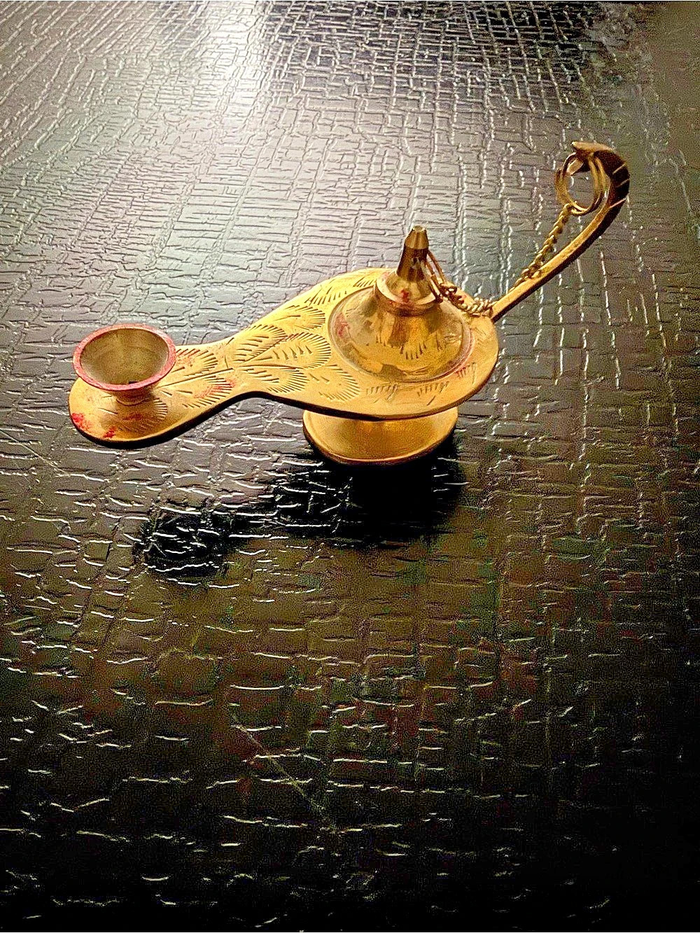 VINTAGE Brass Genie Lamp